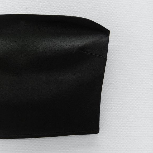 NWT - Zara Black Satin Bandeau Top - Picture 4 of 7